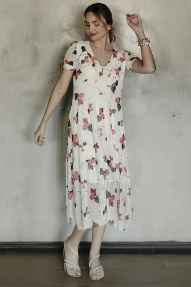 Vestido de tule midi manga bufante /467VES104