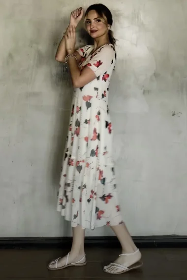 Alternative view of Vestido de tule midi manga bufante /467VES104