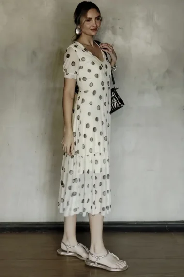 Alternative view of Vestido de tule midi manga bufante /467VES407