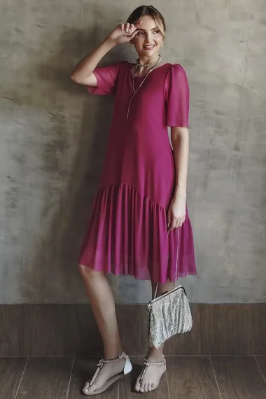 Alternative view of Vestido de tule amplo e decote redondo /593PIT