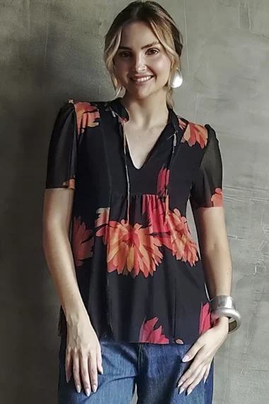 Blusa manga curta com amarração /484BLU051