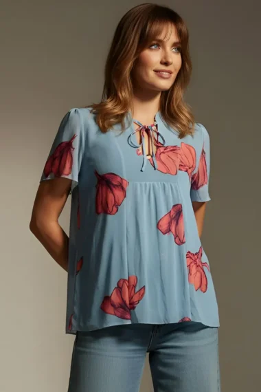 Blusa manga curta com amarração /484BLU060