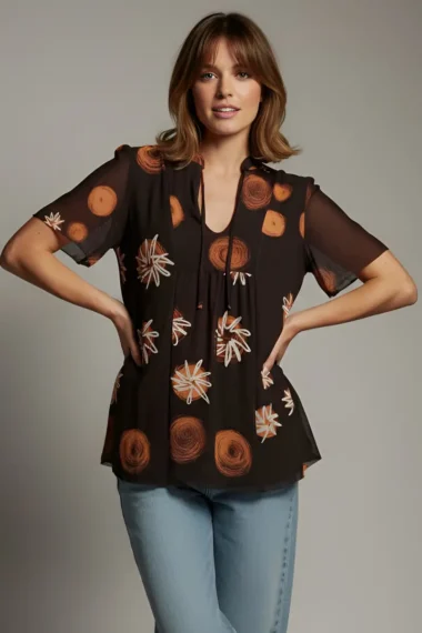 Blusa manga curta com amarração /484BLU108