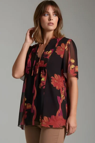 Blusa manga curta com amarração /484BLU143