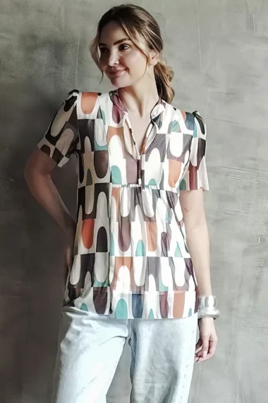 Blusa manga curta com amarração /484BLU160