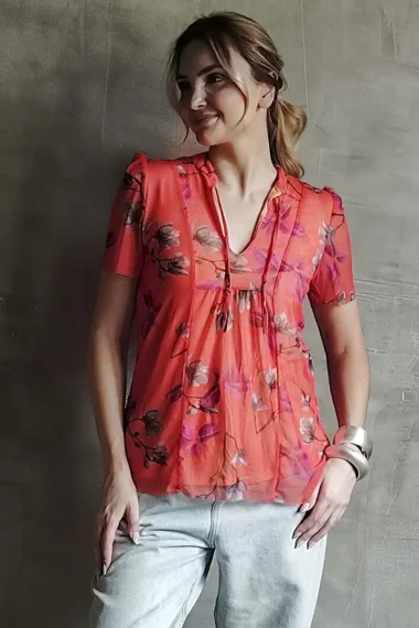 Blusa manga curta com amarração /484BLU172