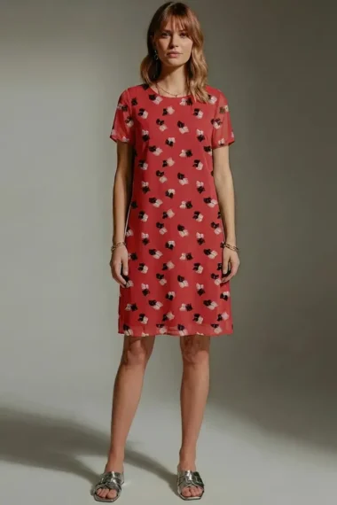 Vestido de tule curto com decote redondo /575VES351