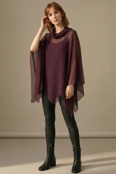 Blusa de Tule tipo poncho com gola boba /310SAN
