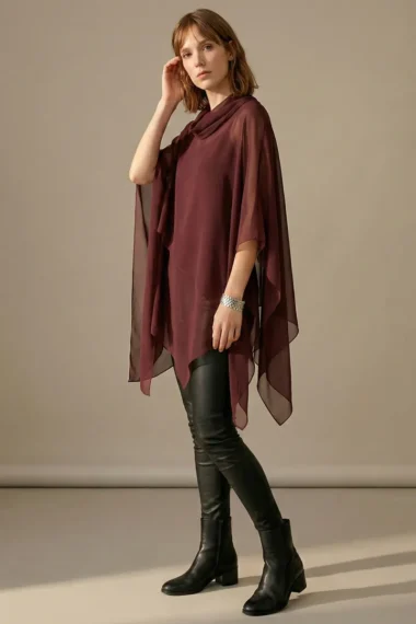 Alternative view of Blusa de Tule tipo poncho com gola boba /310SAN