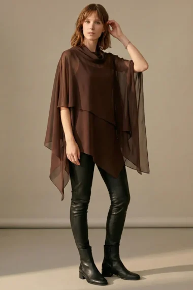 Blusa de Tule tipo poncho com gola boba /310TRO
