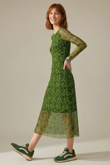 Alternative view of Vestido decote redondo e cortes transversais /542VES430