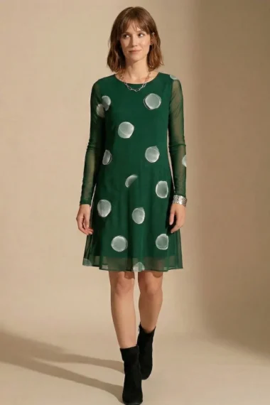 Vestido de tule curto com decote redondo /598VES397