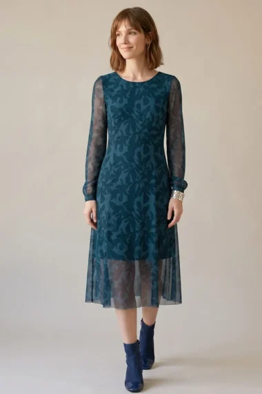 Vestido de tule midi com nesgas /433VES427