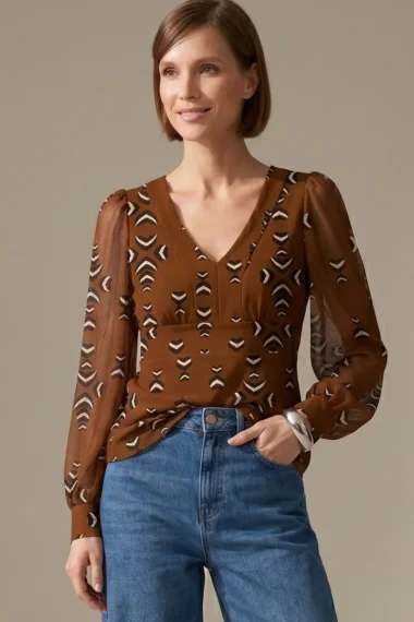 Blusa de tule decote U /440BLU366