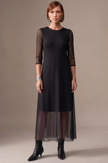 Vestido acinturado midi com fendas /539PTO