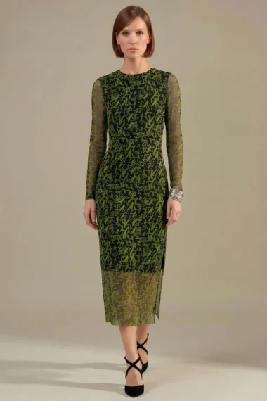 Alternative view of Vestido acinturado midi com fendas /539VES430