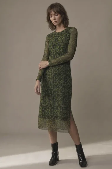 Vestido acinturado midi com fendas /539VES430