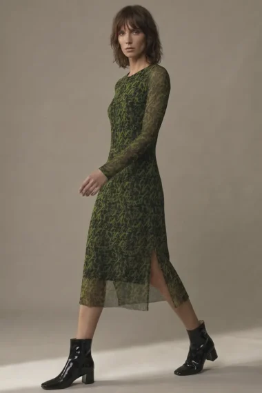 Alternative view of Vestido acinturado midi com fendas /539VES430