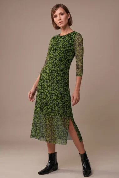 Vestido acinturado midi com fendas /539VES430