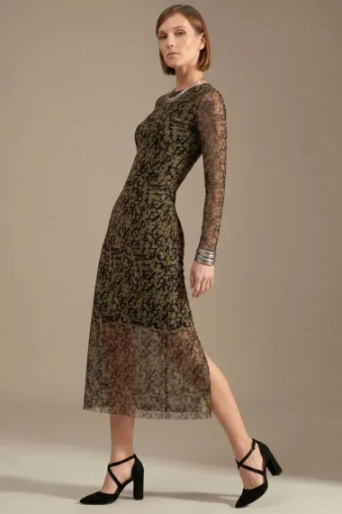 Alternative view of Vestido acinturado midi com fendas /539VES431