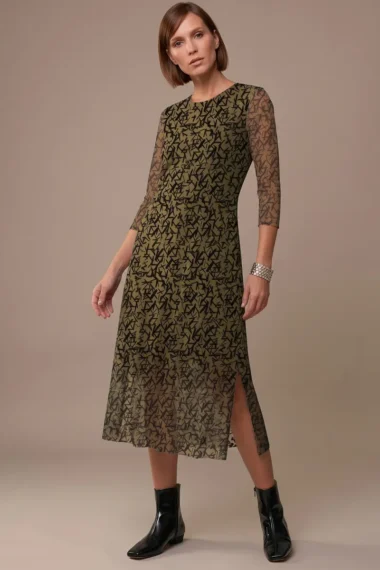 Vestido acinturado midi com fendas /539VES431