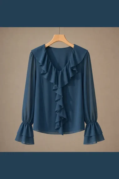 Alternative view of Blusa de tule jabot duplo /509OXF