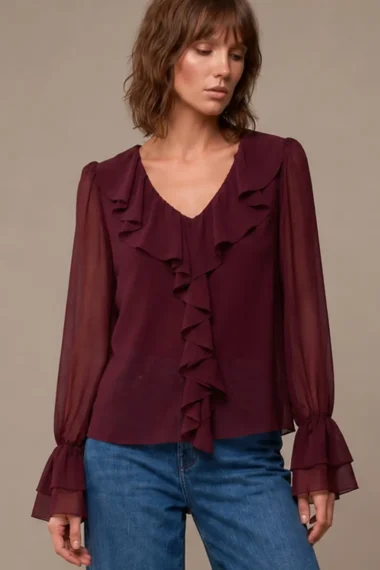 Blusa de tule jabot duplo /509SAN