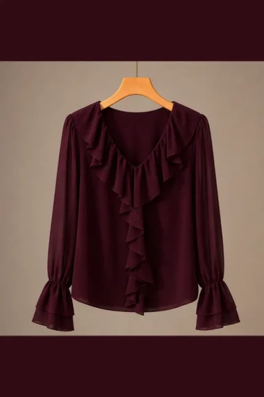 Alternative view of Blusa de tule jabot duplo /509SAN